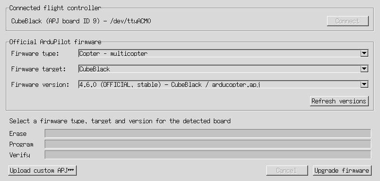 Firmware upload window
