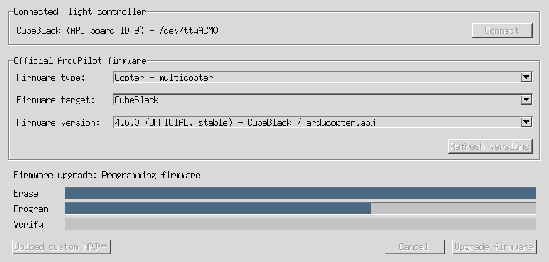 Firmware upload progress