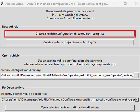 Create a vehicle configuration directory from template