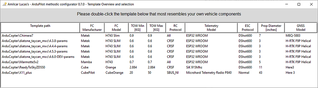 AMC template selection2