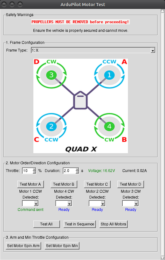 motor test screenshot