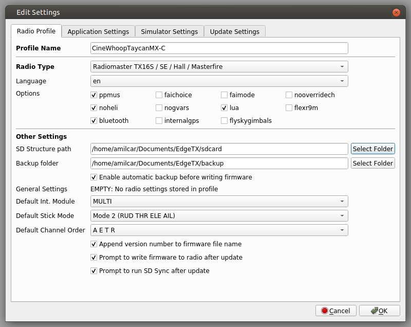 EdgeTX companion setup